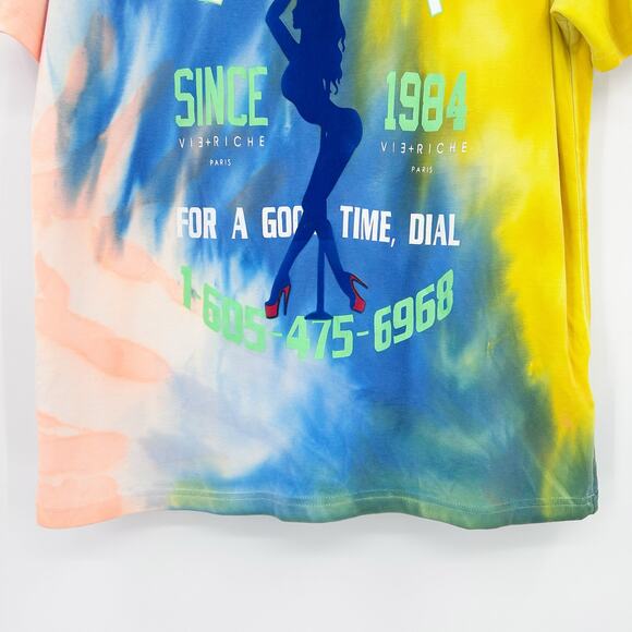 Vie + Riche For A Good Time Shirt Multi Color Mens Size Small Flaw - Picture 5 of 12